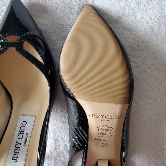Jimmy Choo Black Patent Slingbacks - Picture 9 of 12